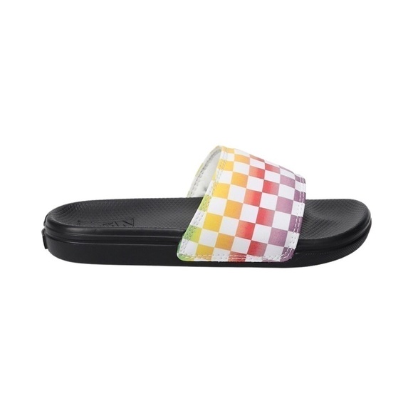 New! Vans Range Rainbow Check Kids Slides Sandals - Picture 3 of 7